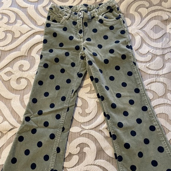 Mini Boden Other - Girls Mini Boden Green Pants Navy Polka Dots Size 5-6 Flare Leg Great Condition